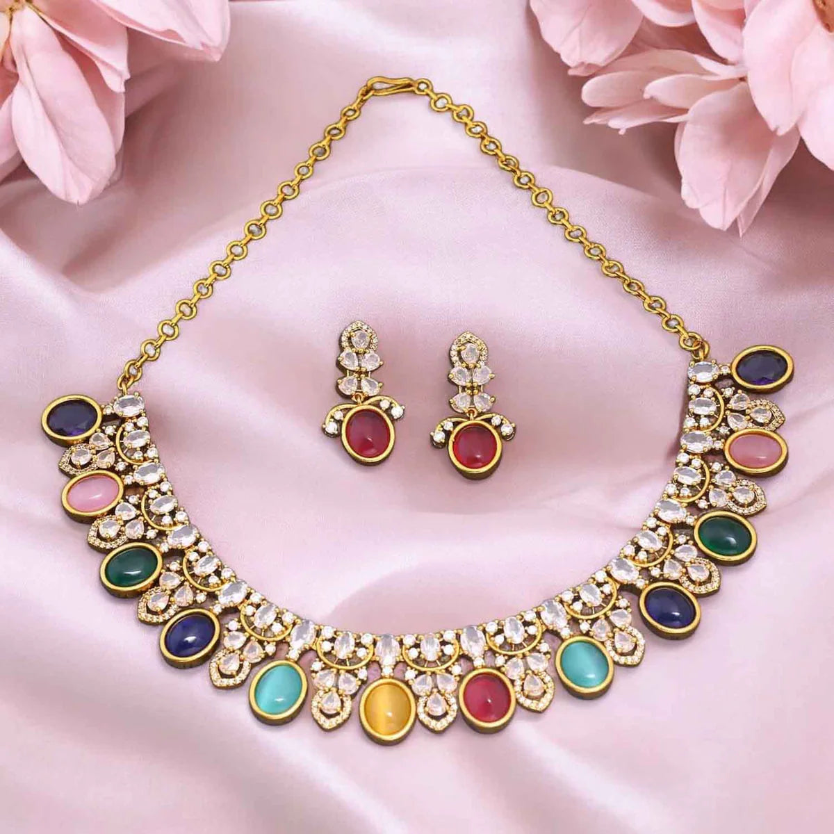 Multicolor Rajasi Victorian Jewellery Set - New Arrival