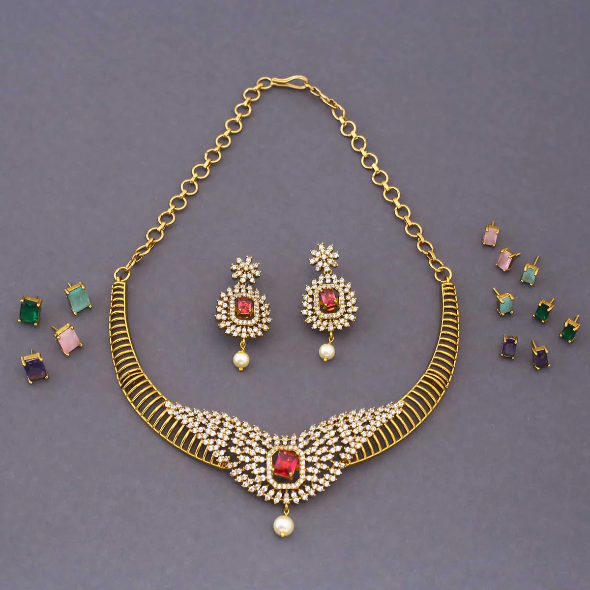 Multicolor Avni Hasli Victorian Jewellery Set - New Arrival