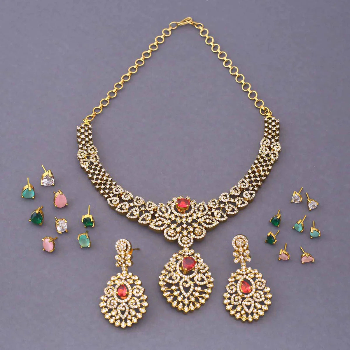 Multicolor Reyna Hasli Victorian Jewellery Set - New Arrival