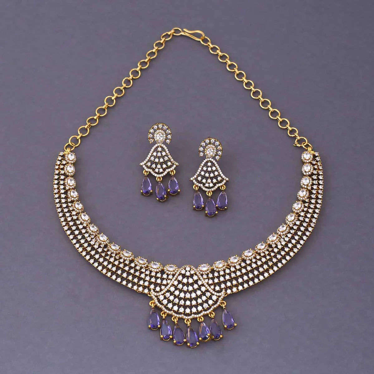 Purple Tarini Hasli Victorian Jewellery Set - New Arrival